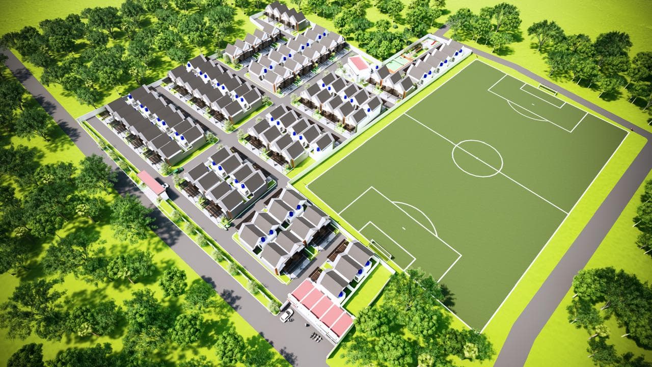 Pemandangan udara kawasan Diamond Field dan lapangan sepak bola